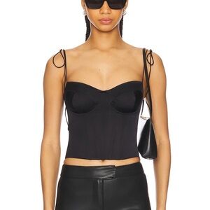 Good American Satin Bustier Top in Black